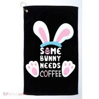 Some Bunny Needs Coffee   Rabbit Funny Easter Golf Towel thumb 0