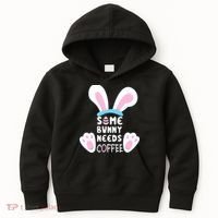 Some Bunny Needs Coffee   Rabbit Funny Easter Kids Hoodie thumb 0