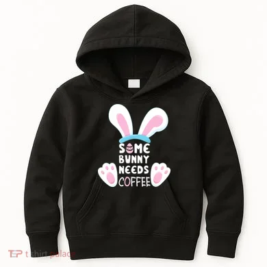 Some Bunny Needs Coffee   Rabbit Funny Easter Kids Hoodie