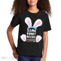 Some Bunny Needs Coffee   Rabbit Funny Easter Kids T-Shirt thumb 2