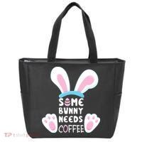Some Bunny Needs Coffee   Rabbit Funny Easter Tote Bag thumb 0