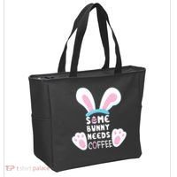 Some Bunny Needs Coffee   Rabbit Funny Easter Tote Bag thumb 2