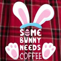 Some Bunny Needs Coffee   Rabbit Funny Easter Women's Flannel Plaid Pajama Pants thumb 2