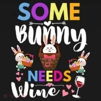 Some Bunny Needs Wine Rabbit Basket Stuffer Happy Easter Day Gift Doggie Tank thumb 4