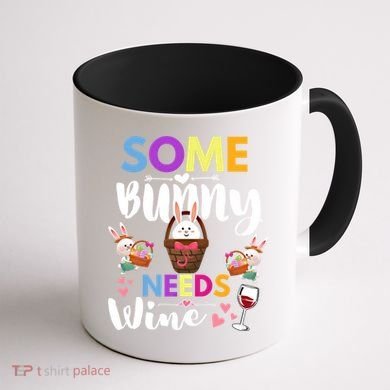 Some Bunny Needs Wine Rabbit Basket Stuffer Happy Easter Day Gift Coffee Mug back