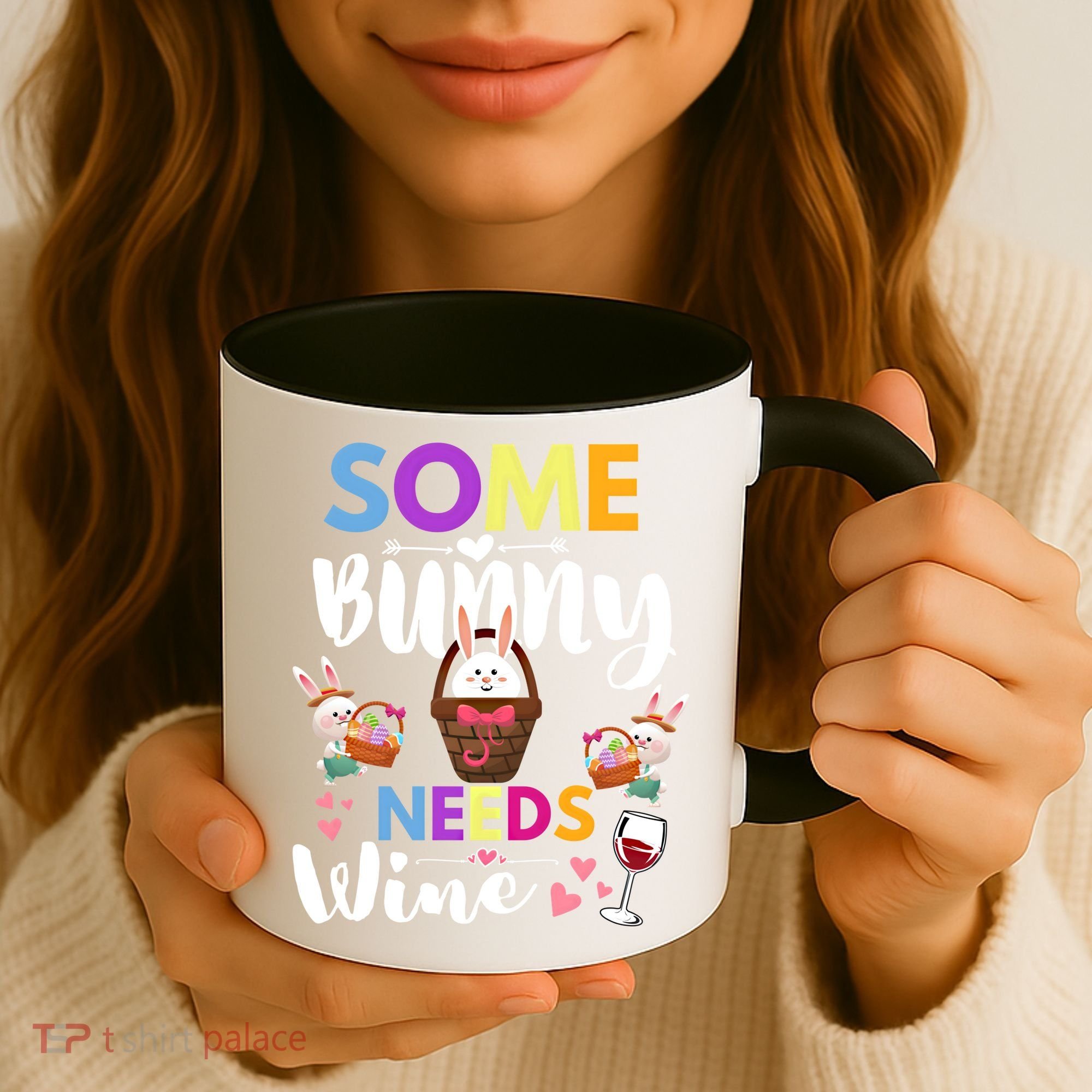 Some Bunny Needs Wine Rabbit Basket Stuffer Happy Easter Day Gift Coffee Mug