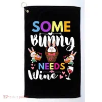 Some Bunny Needs Wine Rabbit Basket Stuffer Happy Easter Day Gift Golf Towel thumb 0