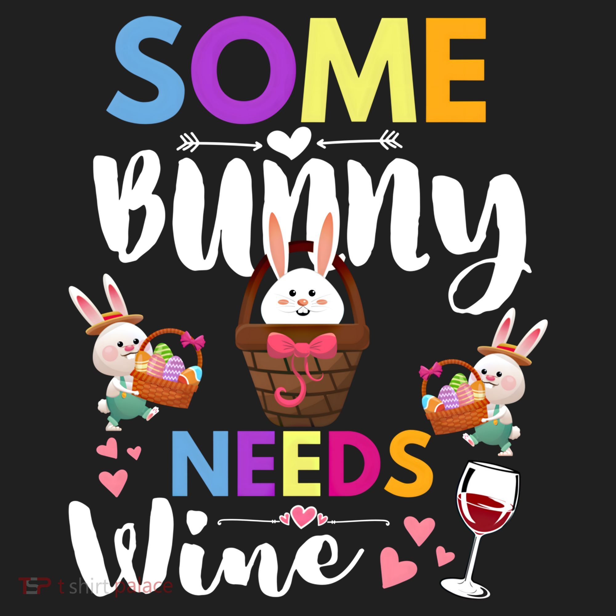 Some Bunny Needs Wine Rabbit Basket Stuffer Happy Easter Day Gift Golf Towel