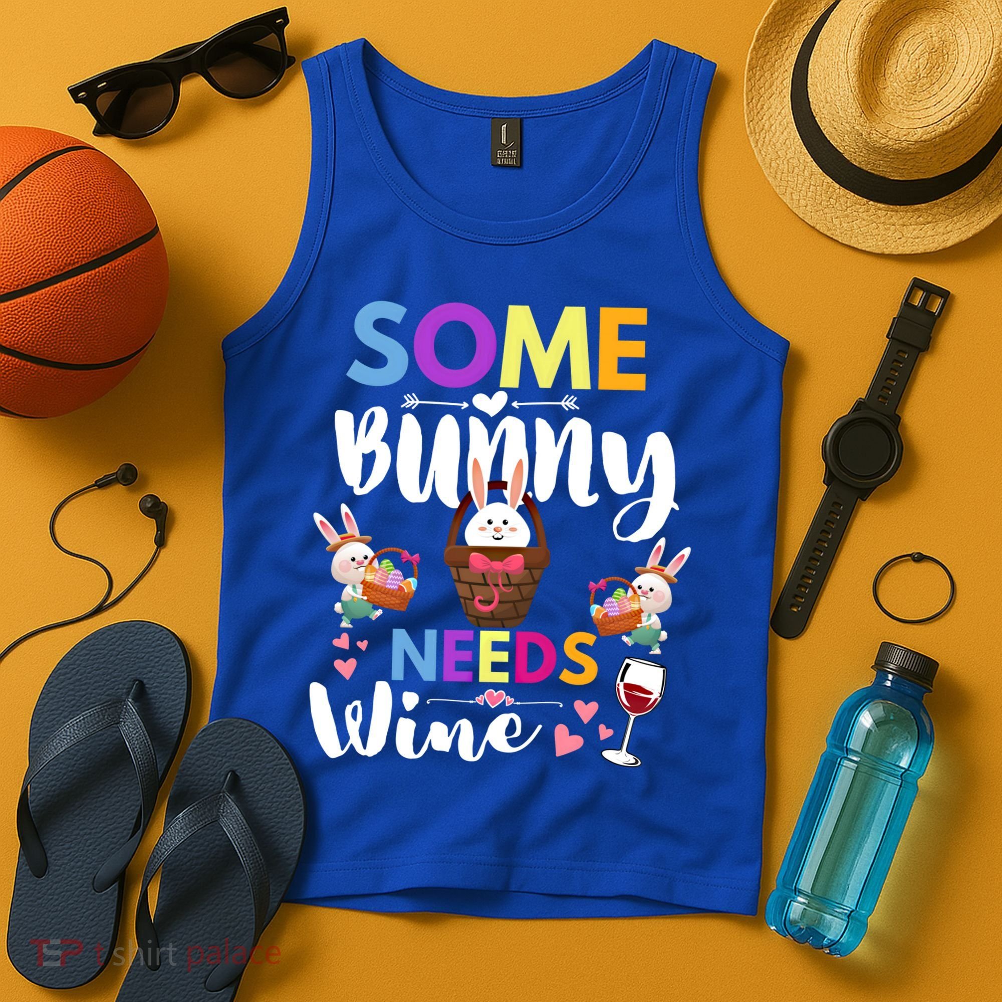 Some Bunny Needs Wine Rabbit Basket Stuffer Happy Easter Day Gift Tank Top