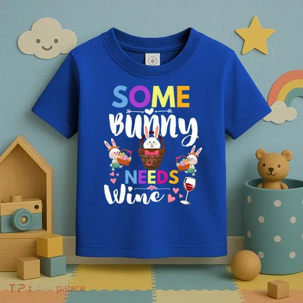 Some Bunny Needs Wine Rabbit Basket Stuffer Happy Easter Day Gift Toddler T-Shirt