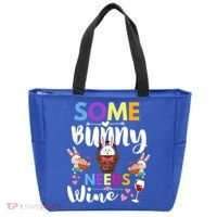 Some Bunny Needs Wine Rabbit Basket Stuffer Happy Easter Day Gift Tote Bag thumb 0