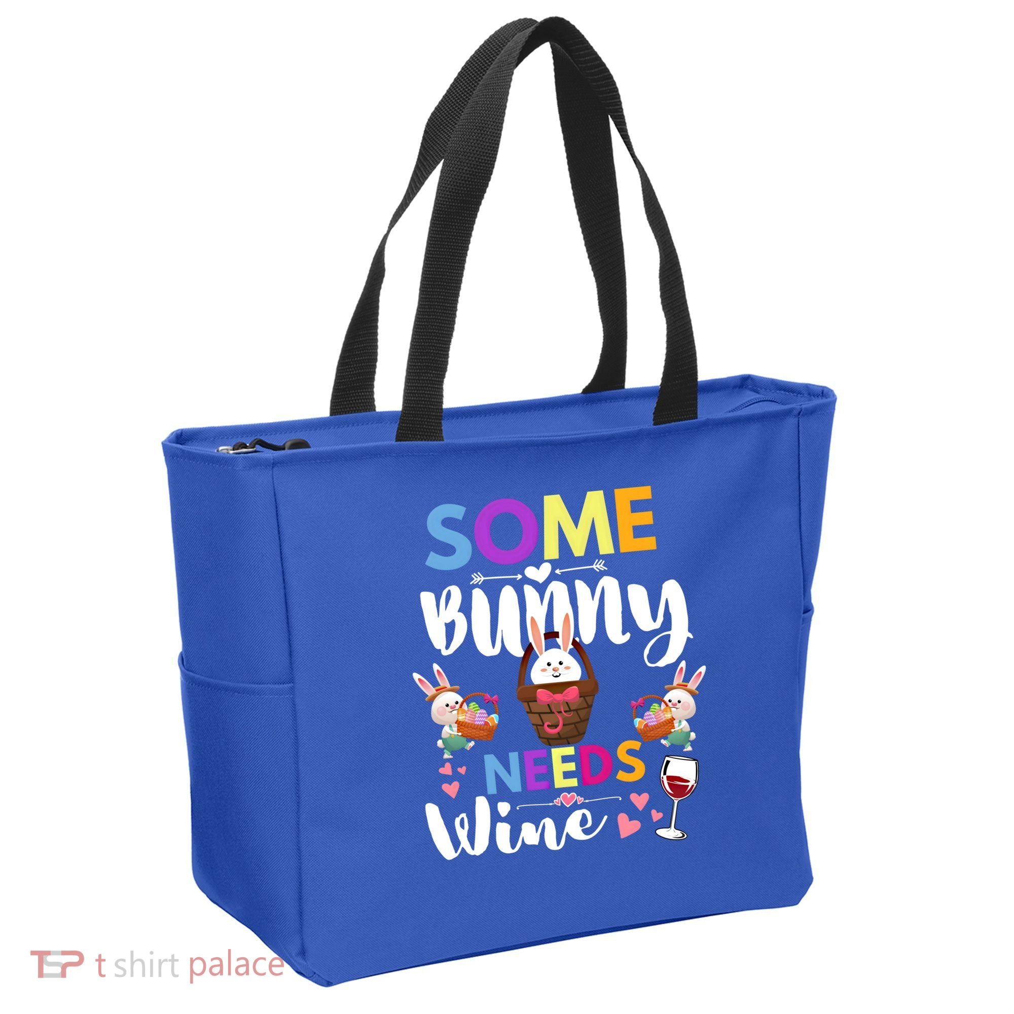 Some Bunny Needs Wine Rabbit Basket Stuffer Happy Easter Day Gift Tote Bag