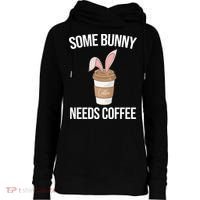 Some Bunny Needs Coffee Cute Womens Funnel Neck Pullover Hood thumb 0