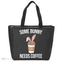 Some Bunny Needs Coffee Cute Tote Bag thumb 0