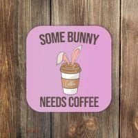 Some Bunny Needs Coffee Cute Coaster thumb 0