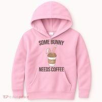 Some Bunny Needs Coffee Cute Kids Hoodie thumb 0