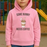 Some Bunny Needs Coffee Cute Kids Hoodie thumb 2