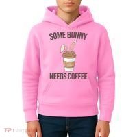 Some Bunny Needs Coffee Cute Kids Hoodie thumb 4