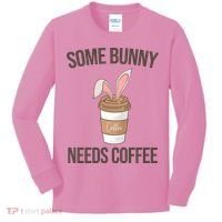 Some Bunny Needs Coffee Cute Kids Long Sleeve Shirt thumb 0