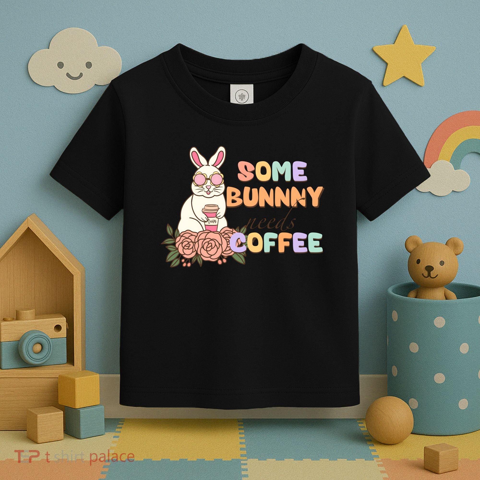 Some Bunny Needs Coffee Easter Day Gift Toddler T-Shirt