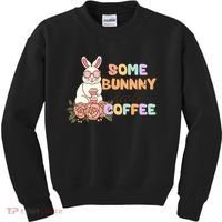 Some Bunny Needs Coffee Easter Day Gift Kids Sweatshirt thumb 0