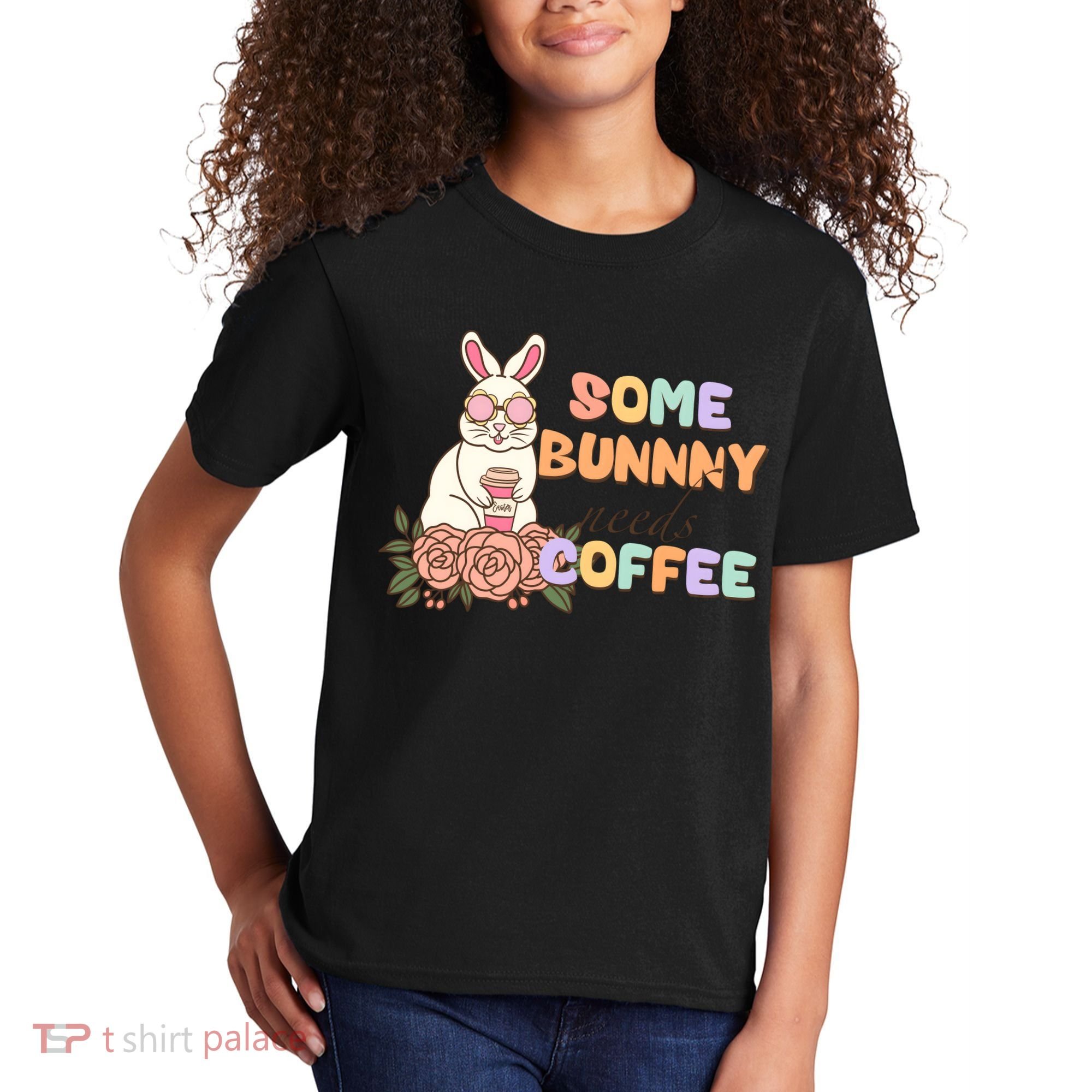 Some Bunny Needs Coffee Easter Day Gift Kids T-Shirt