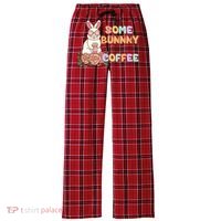 Some Bunny Needs Coffee Easter Day Gift Women's Flannel Plaid Pajama Pants thumb 0