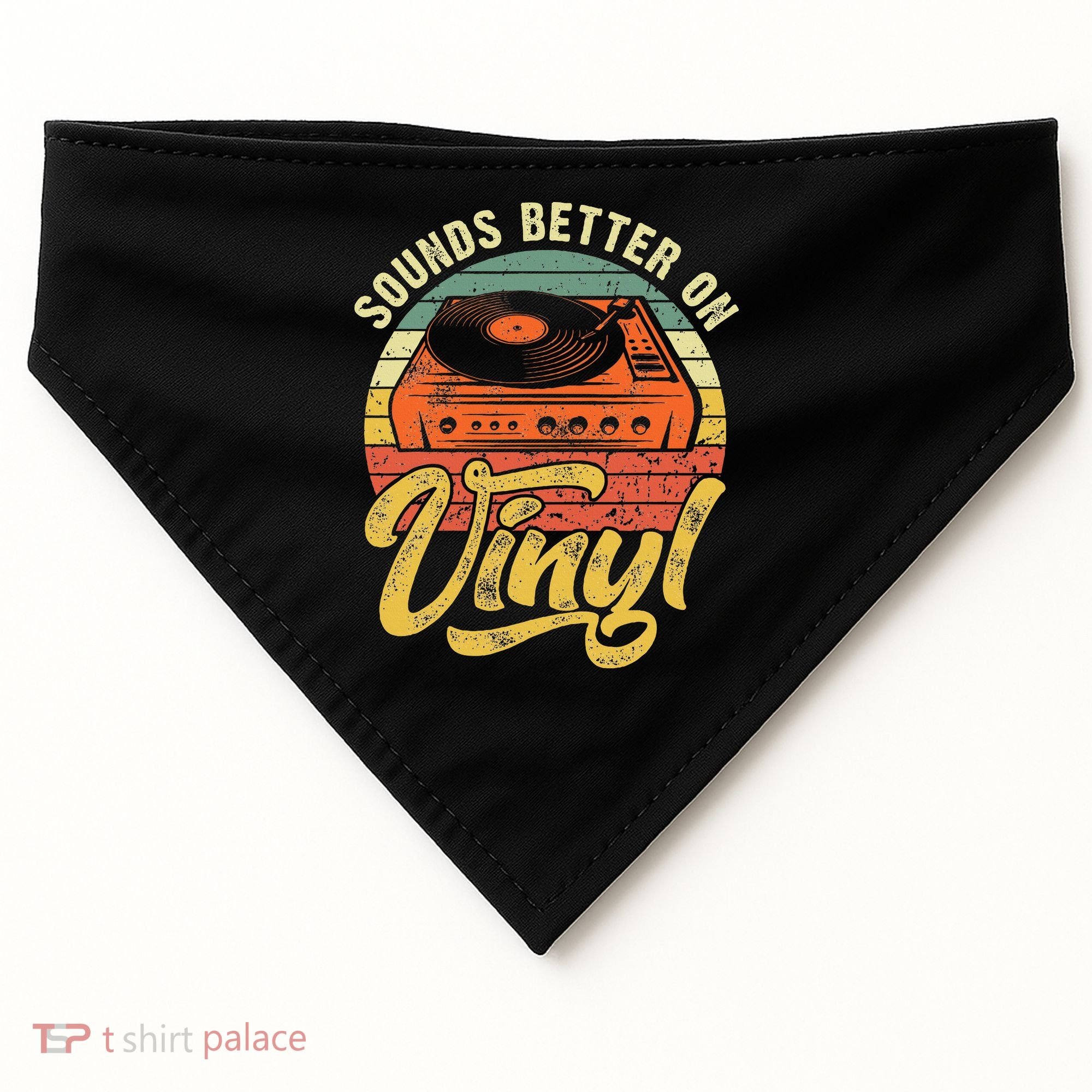 Sounds Better On Vinyl Music Lover Disc Records Collector USA-Made Doggie Bandana