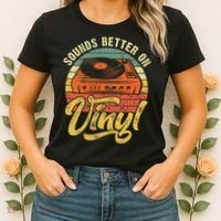 Sounds Better On Vinyl Music Lover Disc Records Collector Women's T-Shirt thumb 2