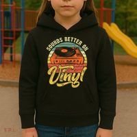 Sounds Better On Vinyl Music Lover Disc Records Collector Kids Hoodie thumb 3