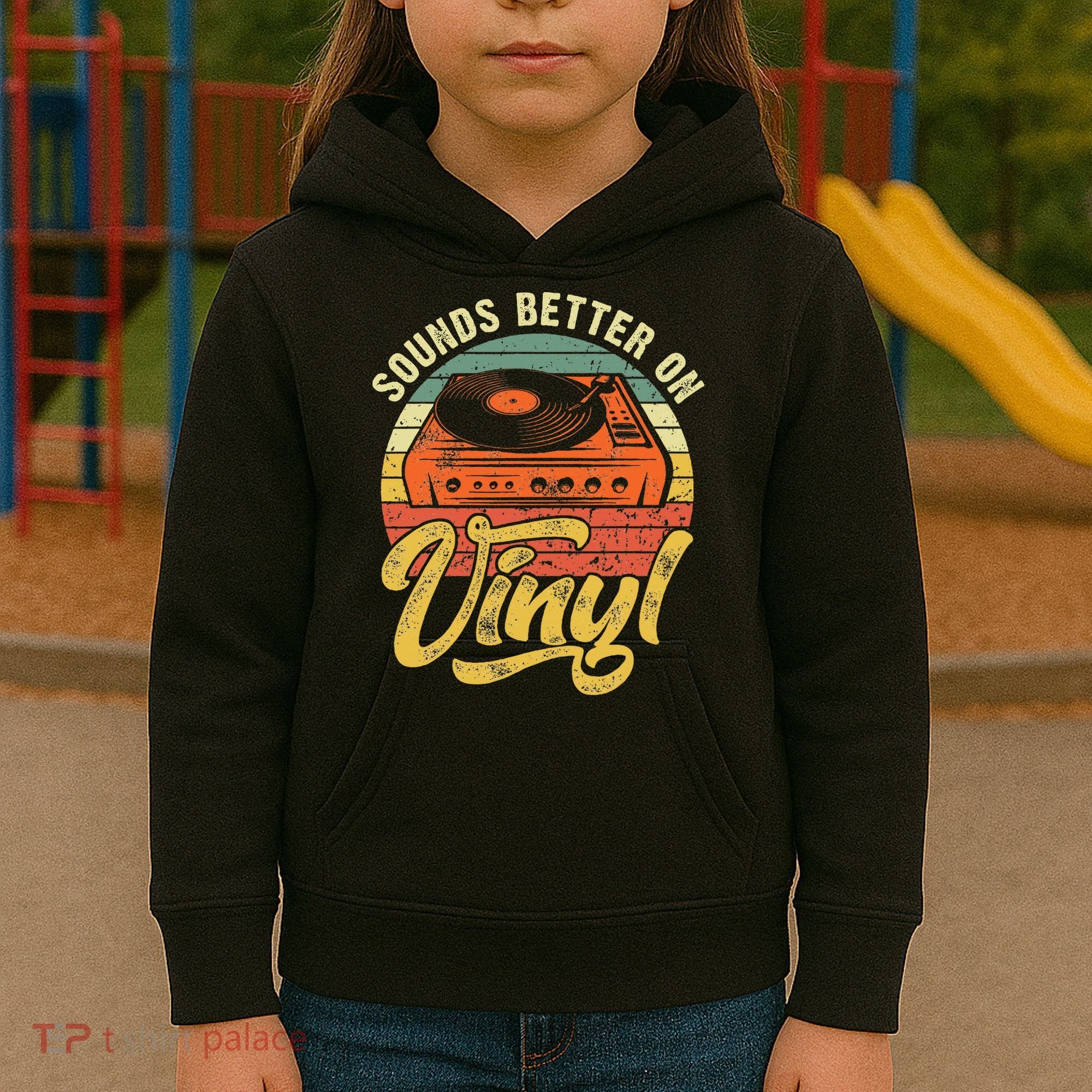 Sounds Better On Vinyl Music Lover Disc Records Collector Kids Hoodie