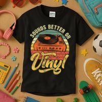 Sounds Better On Vinyl Music Lover Disc Records Collector Kids T-Shirt thumb 3