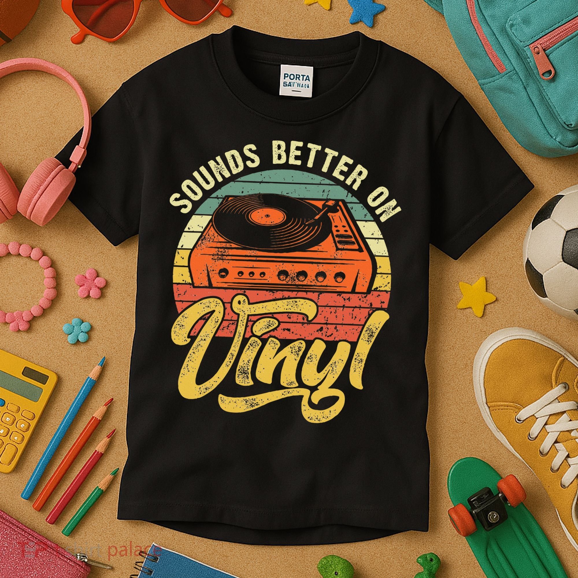 Sounds Better On Vinyl Music Lover Disc Records Collector Kids T-Shirt