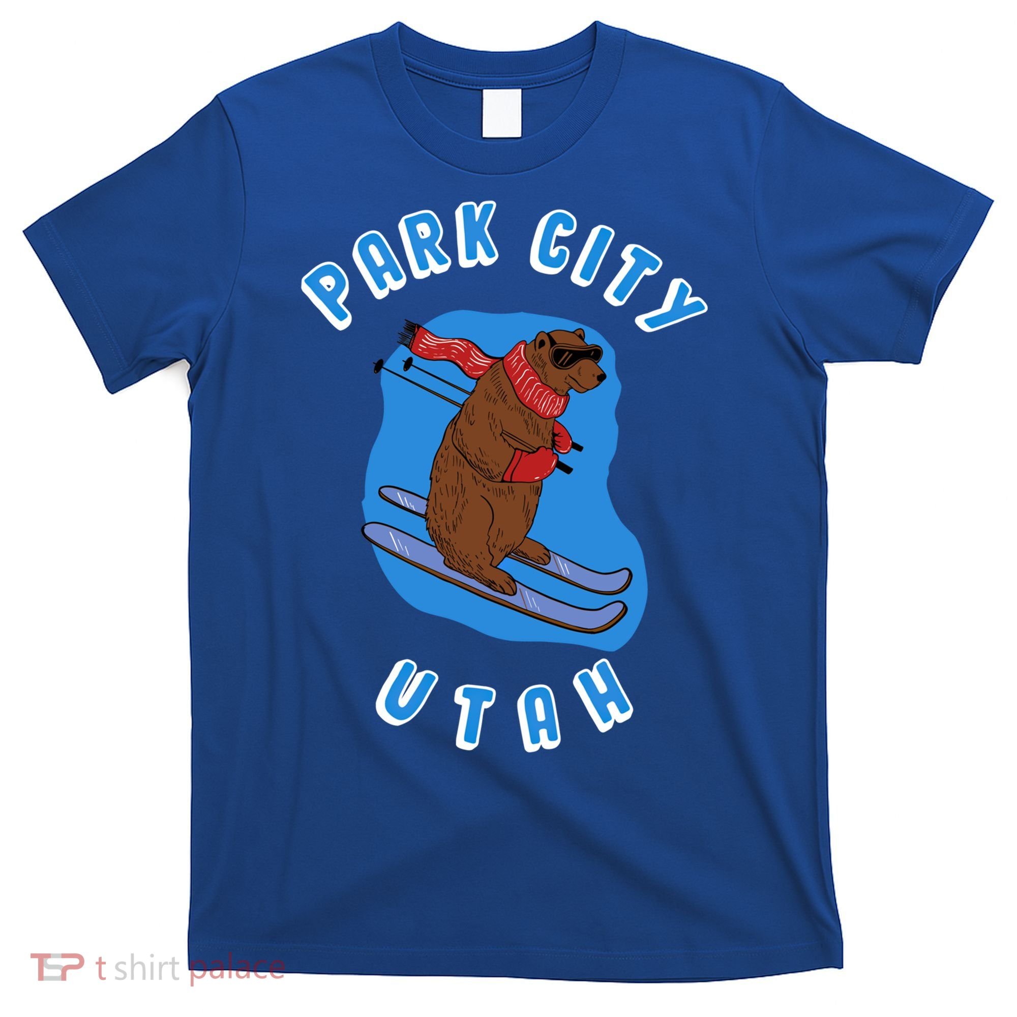 Skiing Bear On Ski Slope Funny Park City Utah Souvenir Gift T-Shirt