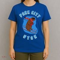 Skiing Bear On Ski Slope Funny Park City Utah Souvenir Gift T-Shirt thumb 4