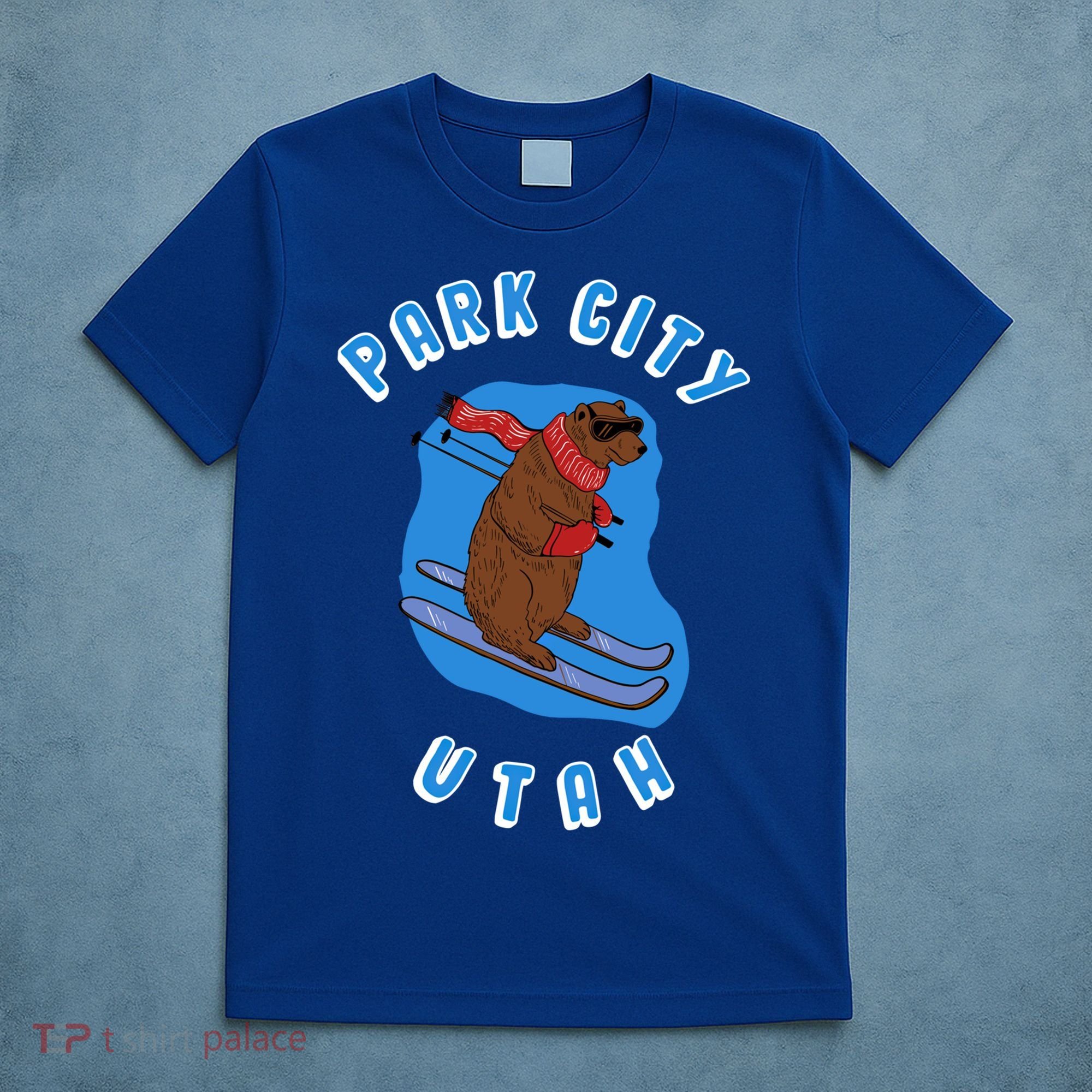 Skiing Bear On Ski Slope Funny Park City Utah Souvenir Gift T-Shirt