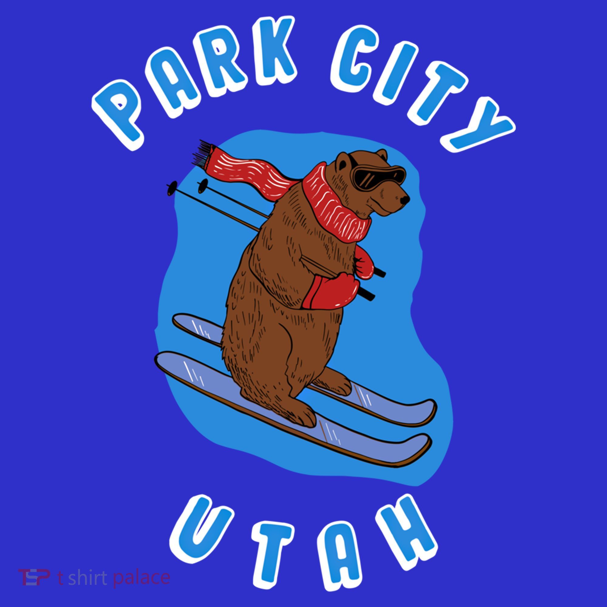 Skiing Bear On Ski Slope Funny Park City Utah Souvenir Gift T-Shirt