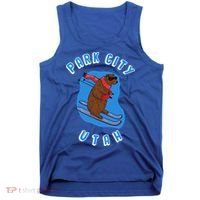 Skiing Bear On Ski Slope Funny Park City Utah Souvenir Gift Tank Top thumb 0