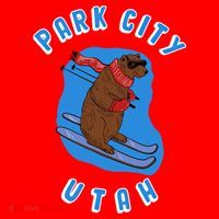 Skiing Bear On Ski Slope Funny Park City Utah Souvenir Gift Santa Hat thumb 1