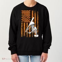 Skeleton Baseball Player Fan Skeleton Halloween Baseball Women's Sweatshirt thumb 0