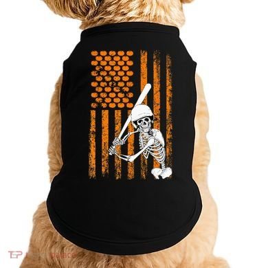 Skeleton Baseball Player Fan Skeleton Halloween Baseball Doggie Tank