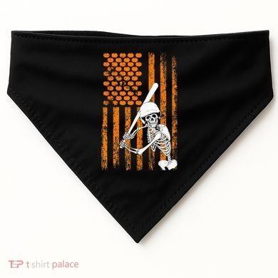 Skeleton Baseball Player Fan Skeleton Halloween Baseball USA-Made Doggie Bandana