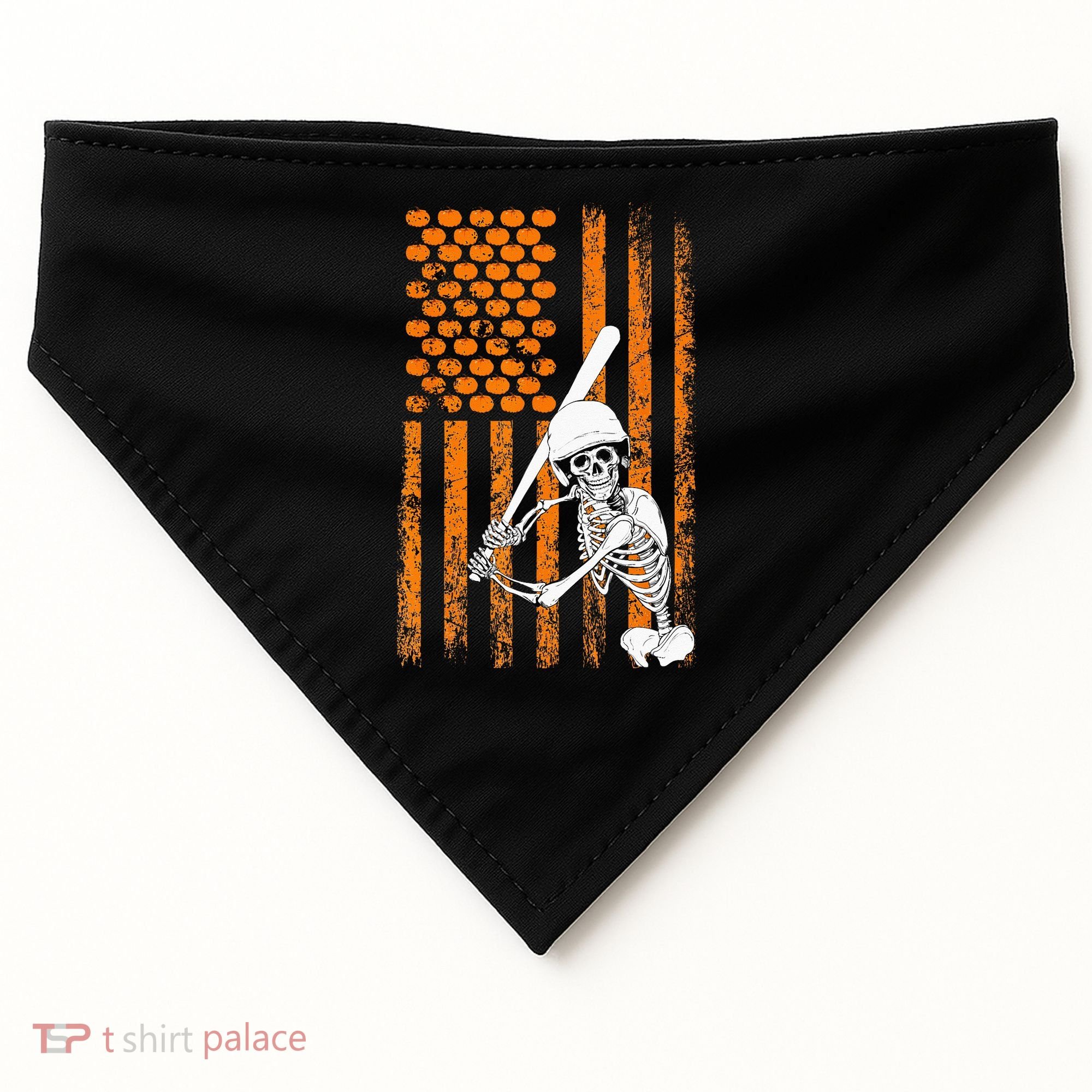 Skeleton Baseball Player Fan Skeleton Halloween Baseball USA-Made Doggie Bandana