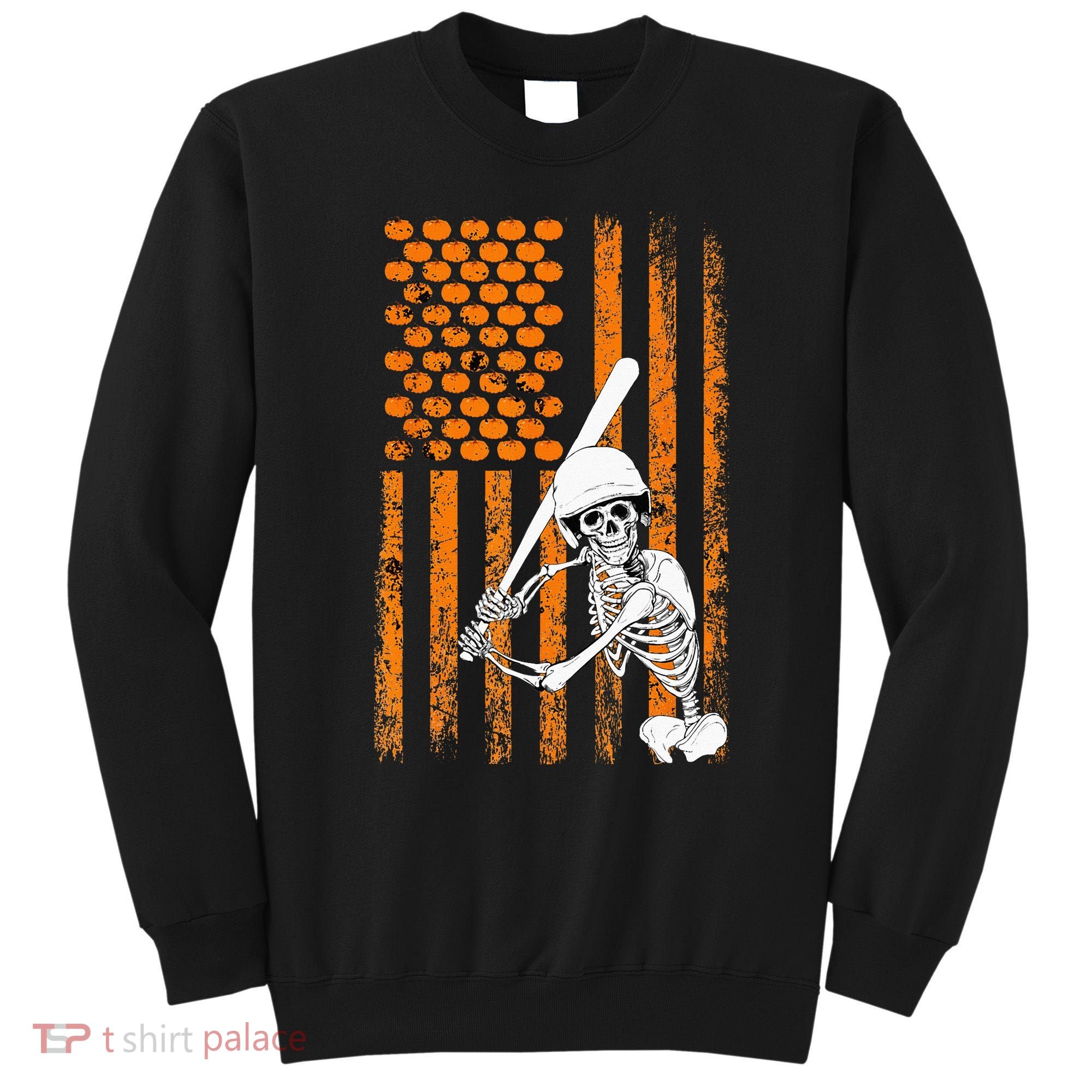 Skeleton Baseball Player Fan Skeleton Halloween Baseball Sweatshirt
