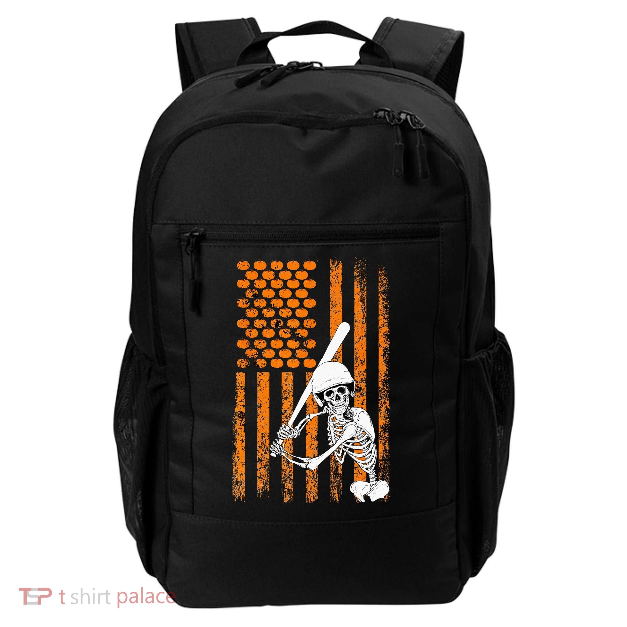 Skeleton Baseball Player Fan Skeleton Halloween Baseball Backpack