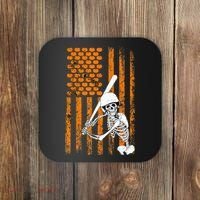 Skeleton Baseball Player Fan Skeleton Halloween Baseball Coaster thumb 0