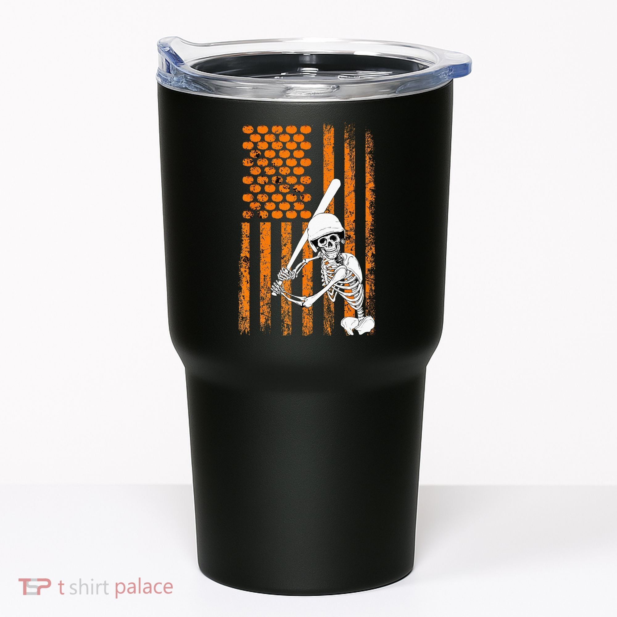 Skeleton Baseball Player Fan Skeleton Halloween Baseball Tumbler