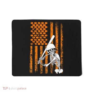 Skeleton Baseball Player Fan Skeleton Halloween Baseball Mousepad