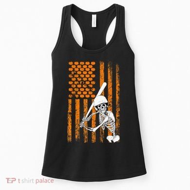 Skeleton Baseball Player Fan Skeleton Halloween Baseball Women's Tank Top