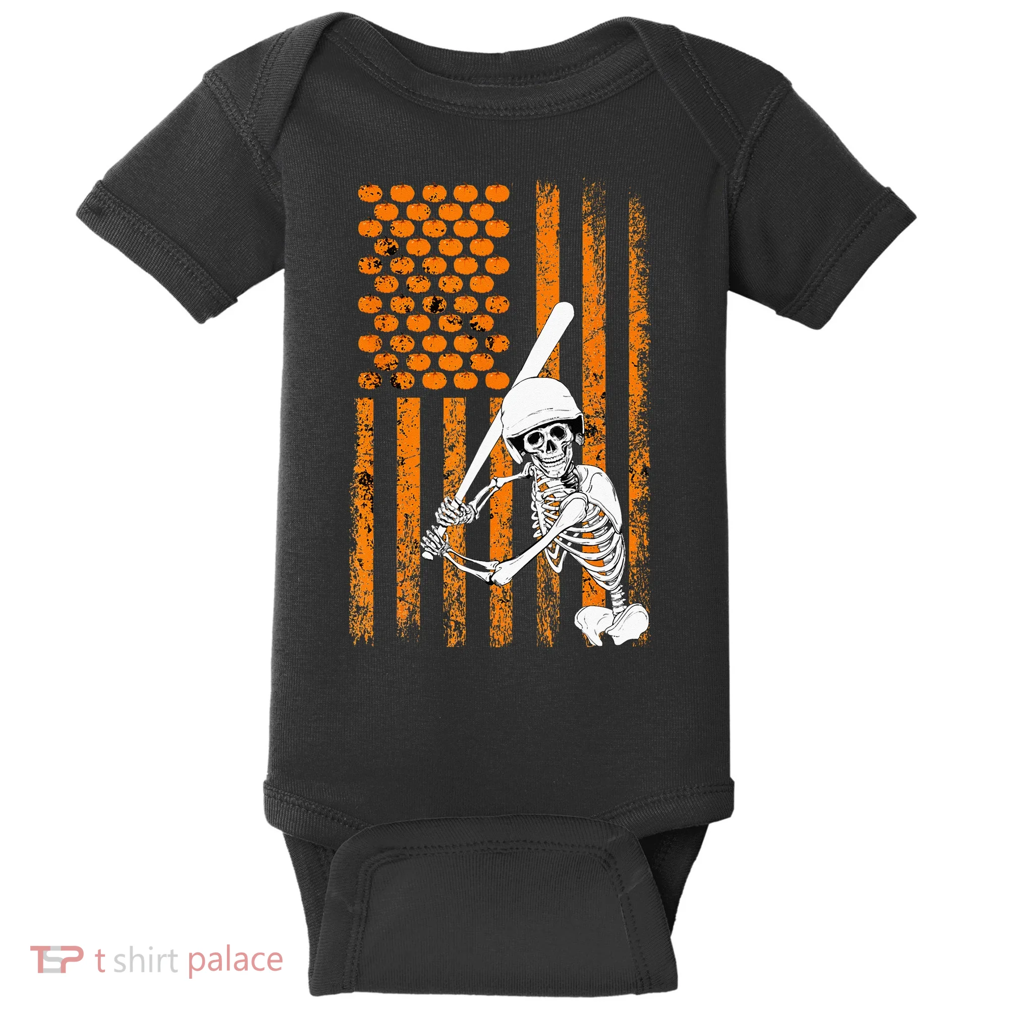 Skeleton Baseball Player Fan Skeleton Halloween Baseball Baby Bodysuit